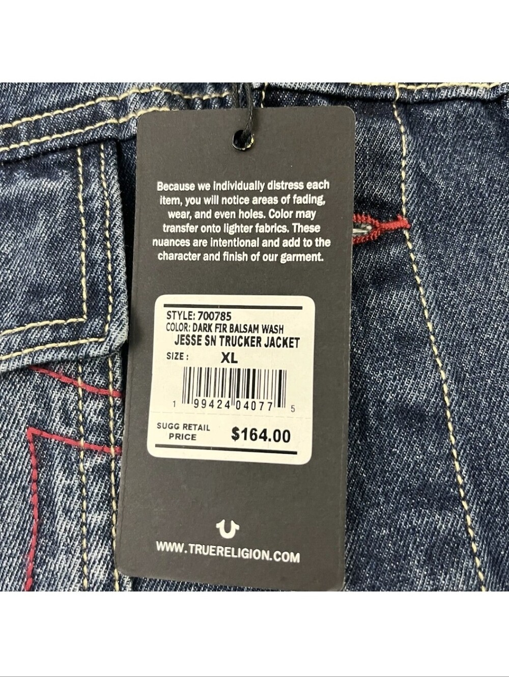 True Religion Mens XL Jesse Trucker Blue Jean Denim Jacket New 10087 - Picture 6 of 7